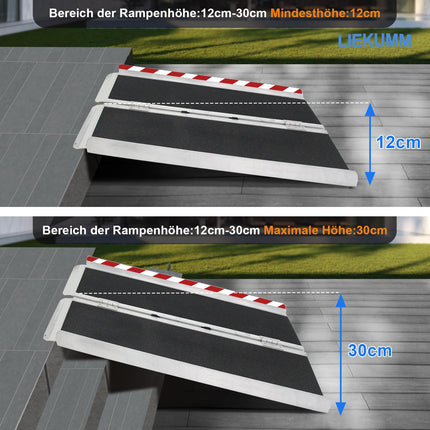 LIEKUMM Wheelchair Ramp 121 cm, 300 kg Load Capacity Aluminum Access Ramp Non-Slip, Wheelchair Ramp for Stairs, Portable Ramp for Wheelchairs, Door Thresholds, Home