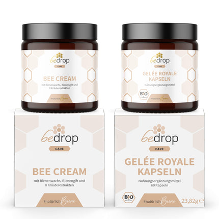 bedrop Wellness Set | Bee Cream (Bee Venom Ointment) 100g + Royal Jelly Capsules 60 Capsules, rich in biotin, folic acid &amp; more