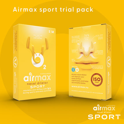 Air Max Sport nasal dilator trial pack - Nasal dilator for better breathing - 76% more airflow - 2 pieces in sizes S and M