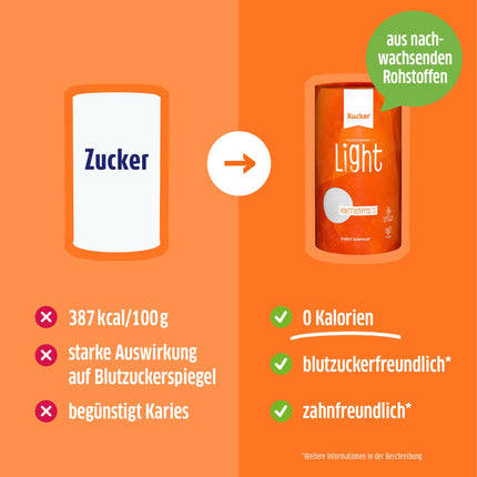 Xucker Light Erythritol 1kg can - calorie-free granulated sugar substitute as a vegan &amp; tooth-friendly sugar alternative | sugar-free 0 kcal 100% sweet