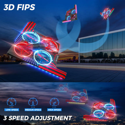 B2 Drone for Kids, RC Foam Airplane with LED Lights, Indoor Quadcopter with 3D Flips, Headless Mode, Altitude Hold and 2 Batteries, Toy Gifts for Boys Girls Beginners
