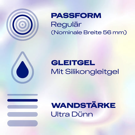 Durex Hautnah Classic Condoms – Ultra thin, with anatomical easy-on shape &amp; lubricated with silicone gel – 16-pack (2 x 8 condoms)