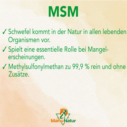 Mahu Natur 1 kg MSM Horse and MSM Dog High Dose - Methylsulfonylmethane (Organic Sulfur) - High Dose and High Purity - MSM Powder 1000g