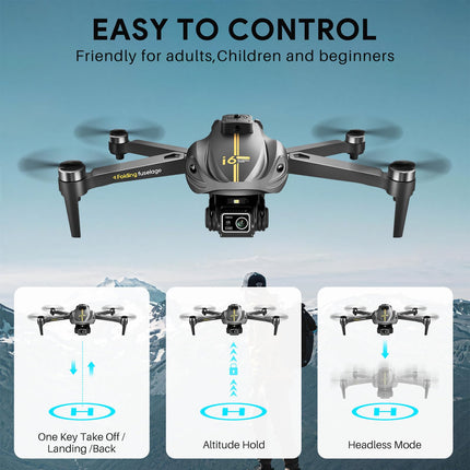 Mingfuxin Drone with Camera for Beginners, FPV Foldable RC Drone Quadcopter for Kids and Adults with Obstacle Avoidance Function, Brushless Motor, One-Button Start/Off, 360° Flips