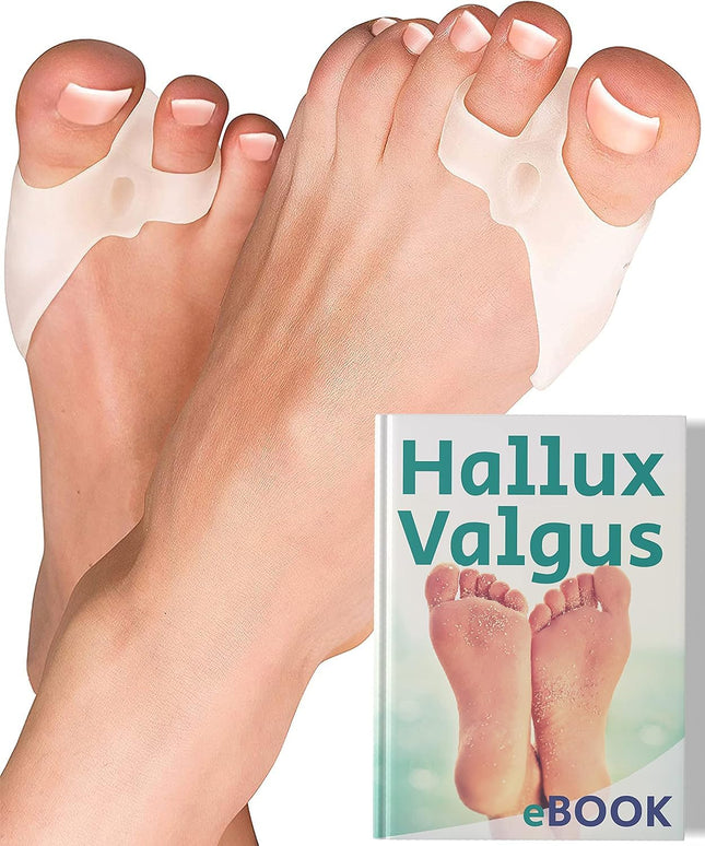 YOGAMEDIC 6-piece toe separator, hallux valgus correction set, toe protector - 0% BPA hallux gel splint toe correction, hammer toe pad ring - silicone gel toe separator for women and men, one-size-fits-all