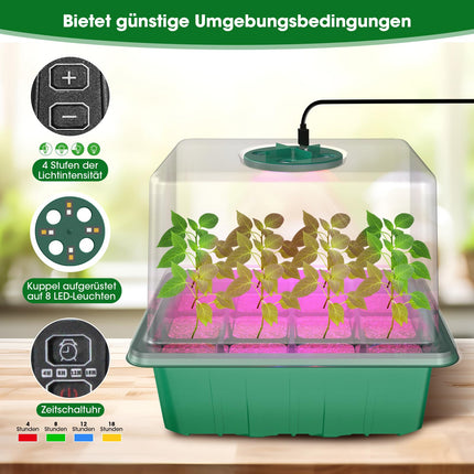 MQHUAYU Grow Box with Full Spectrum Light, 5 Pack / 60 Cells Intelligent Timer Indoor Greenhouse Grow Box with Humidity Dome, Seed Trays for Plant Cultivation