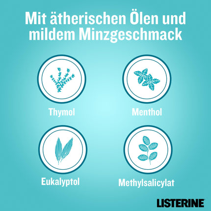 LISTERINE Cool Mint Mild (500 ml), antibacterial mouthwash with essential oils &amp; alcohol-free, mild dental care mouthwash, reduces plaque, effectively combats bad breath