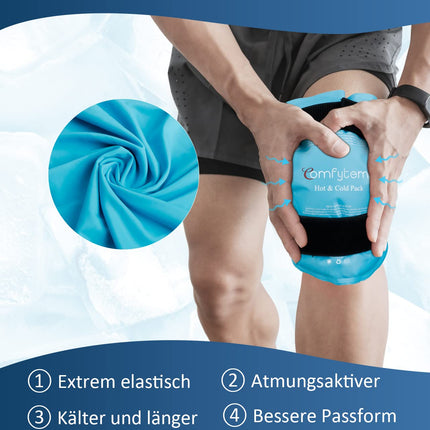 Comfytemp Cooling Sleeve Knee with Velcro Fasteners, 27x35cm Cooling Pads Large Gel Cooling Bandage for Knee Pain, Cold Warm Compress Ice Pack for Knee Replacement Surgery/Arthritis/Bruises/Swelling