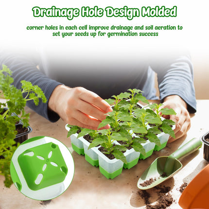 2 Pack Indoor Greenhouse Propagator, Reusable Seed Starter Tray, Silicone Propagator Tray, Seed Starter Tray with Flexible Pop-Out Cells, for Seed Germination Plant Growth