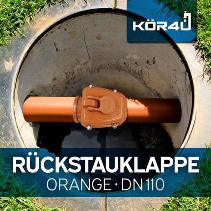 kör4u backflow flap DN 110, orange, wastewater, rat protection, backflow preventer (DN 110)