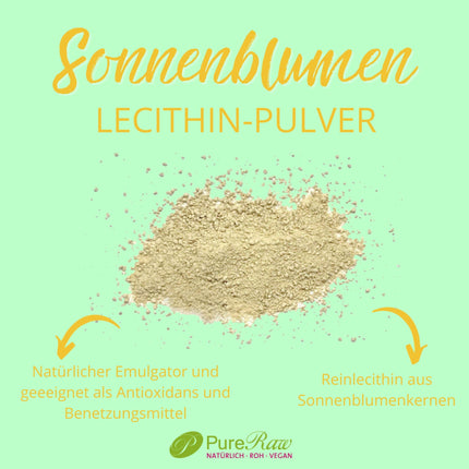 Sunflower Lecithin Powder for Cooking &amp; Baking - Sunflower Lecithin Powder, Vegan Phosphatidylcholine Emulsifier, Fine Granules - Sunflower Lecithin Powder | PureRaw 190g