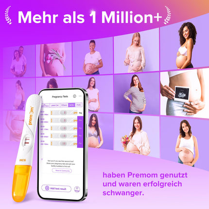 Premom 3 x Pregnancy Test Early Test - Early Pregnancy Test HCG Pregnancy Test 10mIU/ml with APP, Ultra Early Test (3HCG Test)