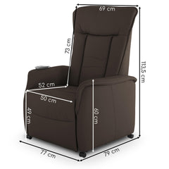 Raburg TV chair with stand-up aid, recliner chair with reclining function, electric with remote control, 2 motors, pocket spring core/comfort upholstery, up to 120 kg, leather/faux leather, Marie, dark brown