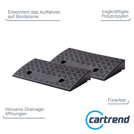 Cartrend curb ramps, set of 2, portable, wheelchair ramp for cars, motorcycles, wheelchairs, walkers, black