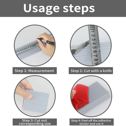 LANZLC Door Threshold Ramps, 100x5.5x1.6cm Threshold Ramp Wheelchair Ramp, Access Ramp Rubber Ramp, Silicone Cuttable Ramp Door Threshold, Transition Profile Self-Adhesive for Doors, Driveways, Bathrooms