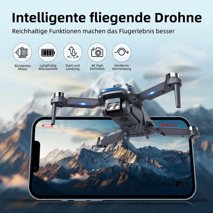 Drone with 4K Camera, Foldable with Remote Control Quadcopter, Indoor Obstacle Avoidance, Optical Flow Positioning, Gesture Photography, 360° Flip, Two Batteries, Toy Gift for Kids