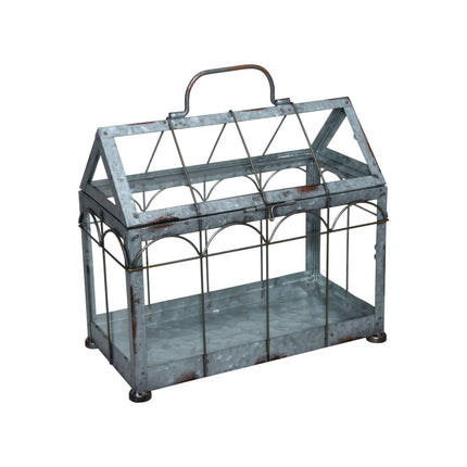 Esschert Design greenhouse with lockable lid, plant house size S, 29.3 x 15.4 x 26.4 cm, iron/glass with carrying handle, stable feet