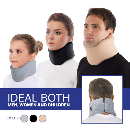 TOROS-GROUP Neck Brace Neck Support Recovery Neck Collar Cervical Support - Adjustable - Soft, 100% Cotton Fabric - Relieves Spine, Muscle, Joint Pressure MEDIUM Black Height 10 cm