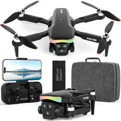 GPS Drone with 4k Camera for Adults Kids, RGB LED Light 90°Electric Adjust Lens, Professional GPS Drone 5GHz WiFi Live Video, RC FPV F417 Drone Auto Return, Follow Me, Handbag, under 250g