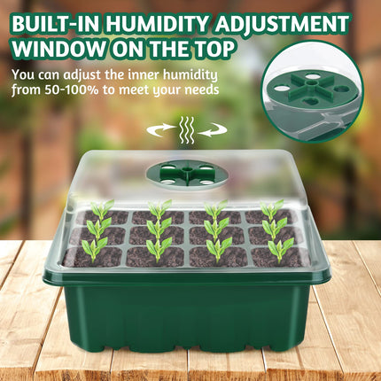 Flintronic 11-piece 132-cell indoor greenhouse propagator, mini greenhouse propagation set, greenhouse propagator with lid and ventilation, 40 plant markers, propagation tray for gardens and vegetable gardens