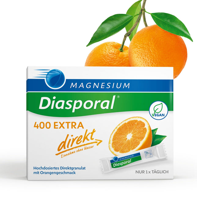 Magnesium-Diasporal 400 EXTRA direct | Magnesium Sticks with fruity magnesium powder | The EXTRA-CLASS direct granulate with 400 mg magnesium per stick, 50 Magnesium direct Sticks