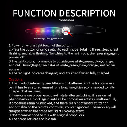 LICHIFIT Propellers with LED Lights For DJI Mavic 3 Pro/Classic/Cine Drone - Flash Paddles Blade Light Emitting Props Night Flight Accessories