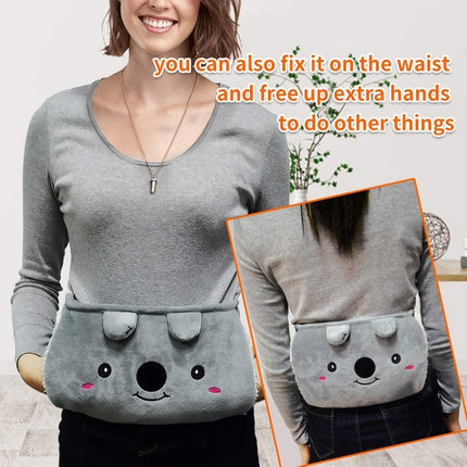 Hot water bottle belt 1L 130cm Extra long 3 in 1 Koala hot water bottle belt extremely fluffy, made of rubber with soft waist cover hot water bottle for neck, shoulder, back, legs, waist