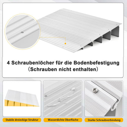 COSTWAY Door Threshold Ramp, Wheelchair Ramp Aluminum with Adjustable Ramp Design &amp; 317 kg Load Capacity, Curb Ramp Non-Slip for Wheelchairs, Strollers (13 cm Height)