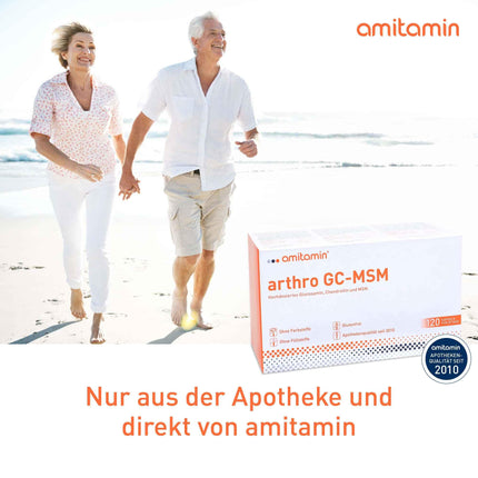 amitamin arthro GC MSM Glucosamine &amp; Chondroitin &amp; MSM plus Vitamin C | 120 Capsules | Pharmacy quality | Individually hygienically packaged | No unnecessary additives | Made in Germany