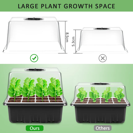 YAUNGEL Indoor Greenhouse Propagator, 10 Pack 120 Cell Mini Greenhouse Propagation Set with Raised Lid, Seedling Starter Trays, Greenhouse Propagation Tray with Lid for Plants, Black