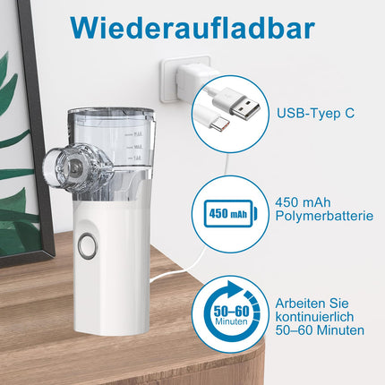 Inhaler for adults and children, USB-C inhaler, rechargeable inhaler with portable design, easy to use and clean, efficient atomization for home and travel use