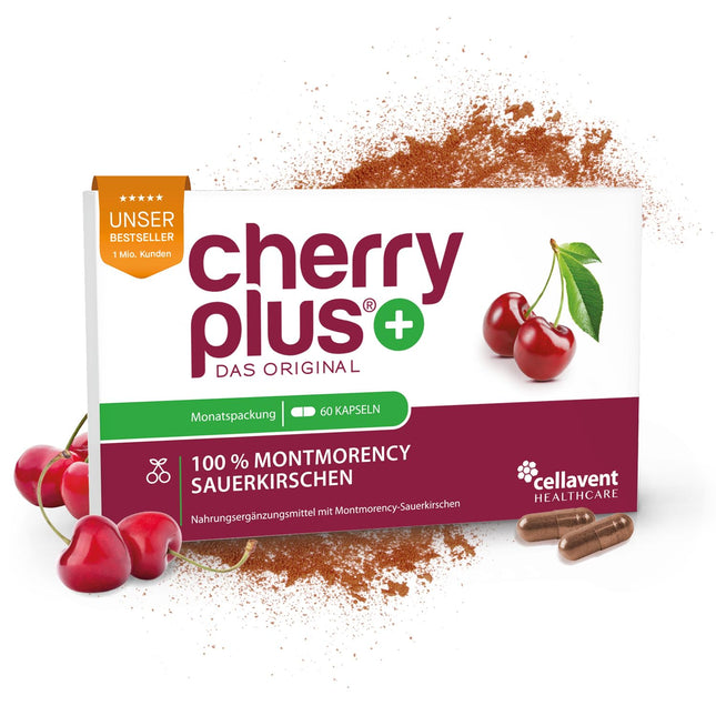 US Montmorency Sour Cherry Capsules – High Dose Sour Cherry Extract – 55,000 mg per Daily Dose – Cherry PLUS