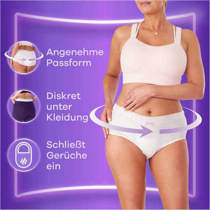 Always Discreet Incontinence Panties Plus for Women, L, 32 Panties, Prevents Leakage and Odors, Comfortable and Barely Noticeable