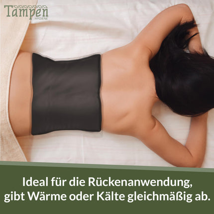 Moor cushion for microwave · large back cushion · made from regenerative degradation · therapeutic heat &amp; cold · for back pain, stomach pain, tension, sore muscles &amp; bruises · tampons