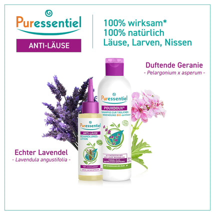 Puressentiel Anti-Lice Set Lotion 100 ml with Comb + Poudoux Shampoo 200 ml + Memory Game – Active ingredient 100 percent of natural origin – Playfully removes lice, larvae, and nits – Works in 10 minutes
