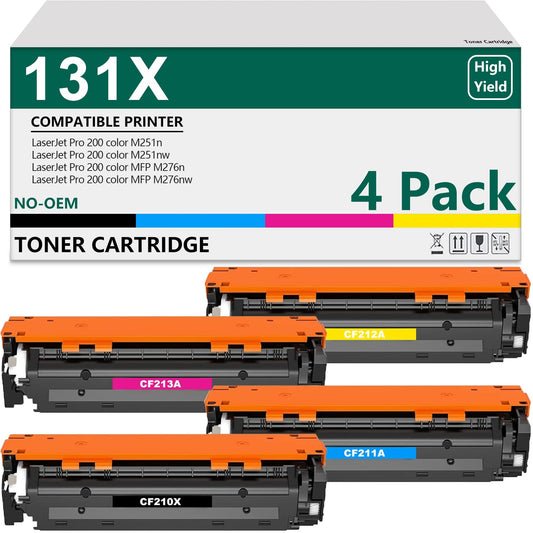 131X Kompatible für HP 131X CF210X für HP Laserjet Pro 200 Color MFP M276nw M276n M251n M251nw M276 M251 (Schwarz Cyan Gelb Magenta, 4er-Pack)