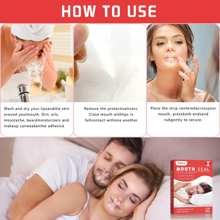 120 Pieces Mouth Tape, Mouth Tape for Sleeping, Mouth Plaster Against Snoring, Helps Develop the Habit of Breathing Through the Nose and Relieves Snoring at Night