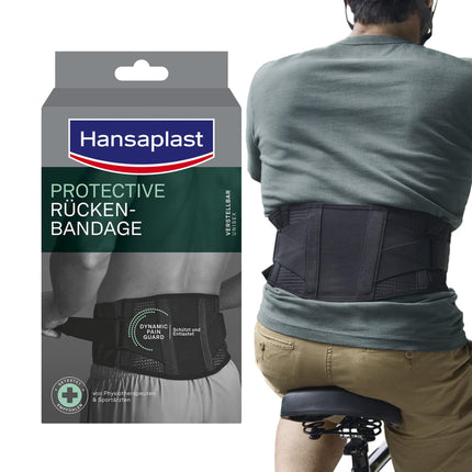 Hansaplast Protective Back Brace, supportive brace with individual compression level, back brace reduces pain, one size – adjustable