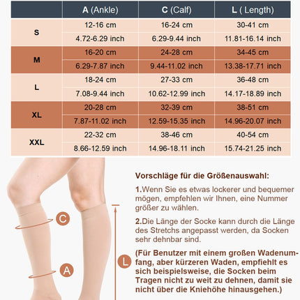 2 Pairs of Medical Compression Stockings for Women &amp; Men 20-30 mmHg, Class 2, Open Toe Graduated Support Stockings for Varicose Veins, Edema, and Flight (2x Beige, XXL)
