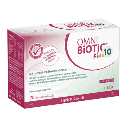 OMNi BiOTiC 10 Kids | 20 servings (50 g) | 10 bacterial strains | 10 billion germs per daily dose | Powder | With inulin | Vegan | Gluten-free | Lactose-free | For daily use