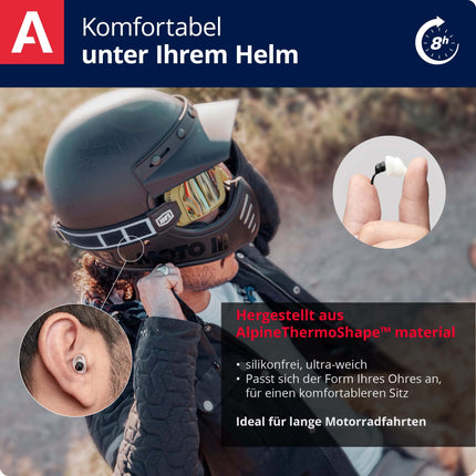 Alpine MotoSafe Tour Hearing Protection Earplugs Touring Plugs - Prevent hearing damage from motorcycling - Traffic still audible - Comfortable hypoallergenic material - Reusable