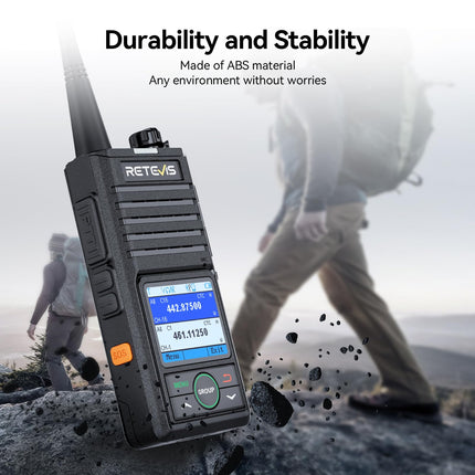 Retevis RB658 Walkie Talkie App, Bluetooth Two-Way Radio 1800 mAh, AI Noise Cancelling, 1.77-inch Screen, Walkie Talkies with Wireless Earpiece, for Fleets, Vehicle Driving (2 Pack, Black)