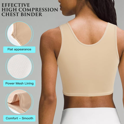 XUJI Chest Binder for Transgender FTM Compression Breathable Pullover Tank Top (K, L)