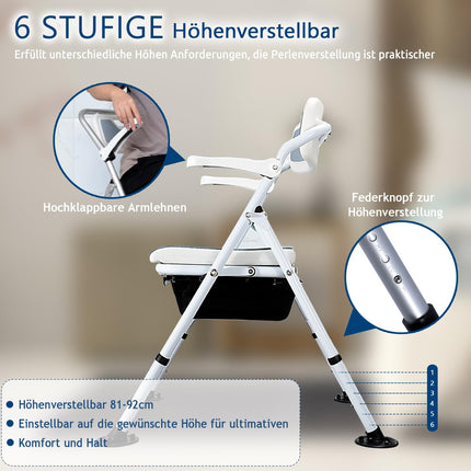 CYHWQ Folding Toilet Chair with Padded Seat and Toilet Bucket, Height Adjustable Toilet Chair for Seniors, Shower Chair Foldable Toilet Chair with Armrest and Backrest