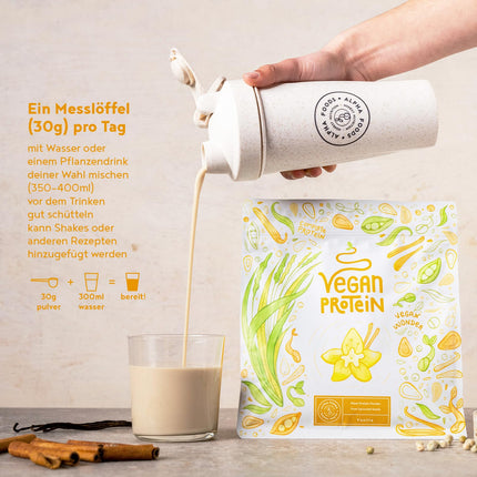 Vegan protein powder | Vanilla | 1.2 kg protein powder | Premium quality protein | Made in Germany | Alpha Foods