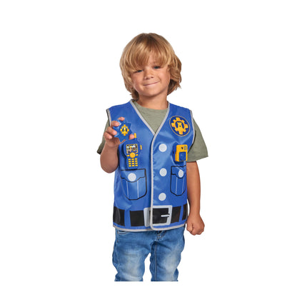Simba 109252478 - Fireman Sam Police Operation Set, Printed Vest with Reversible Function, Body Cam 5cm with Image Viewer, Walkie-Talkie, Brand