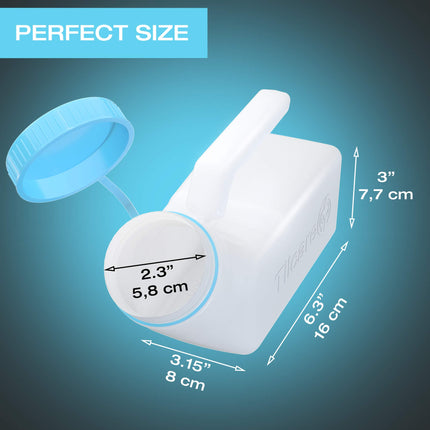 Urinal bottles for men with glow-in-the-dark lid (3-pack) - 1000mL men's bedside bottle made of thick plastic with screw lid - Leak-proof urinal chamber - Portable urinal bottles for men