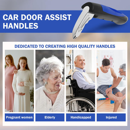 2 pieces car exit aid for seniors, load-bearing 180 kg, car entry aid for seniors, rust-proof, corrosion-resistant, car safety hammer function for car doors, motorhome doors, truck doors (2 pieces blue)