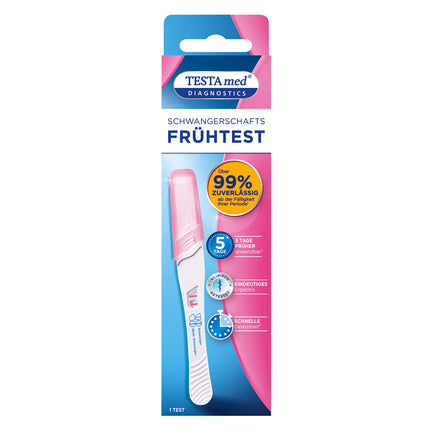 TESTAmed® DIAGNOSTICS Early Pregnancy Test, the pregnancy test provides a reliable test result of over 99%