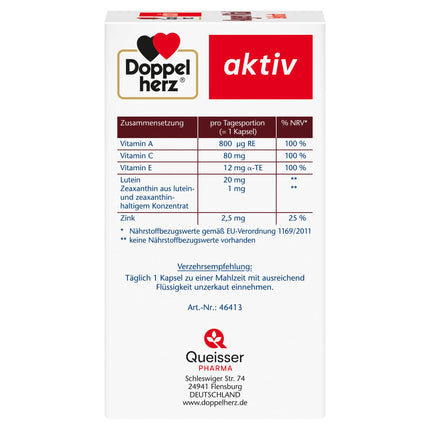 Doppelherz Augen Vital - With Lutein &amp; Zeaxanthin - Vitamin A and Zinc contribute to the maintenance of normal vision - 90 Capsules